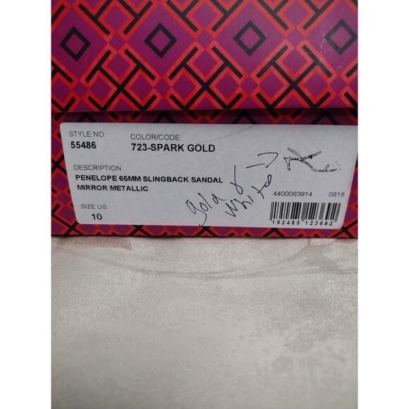 Tory Burch Penelope 65mm Slingback Sandals Womens Size 10 Mirror Metallic 55486 - Picture 2 of 10